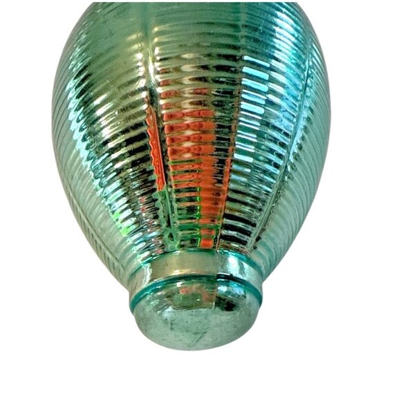 Vintage Shiny Brite Blue Ribbed Lantern Glass Ornament 1950s USA Christmas - Picture 5 of 6